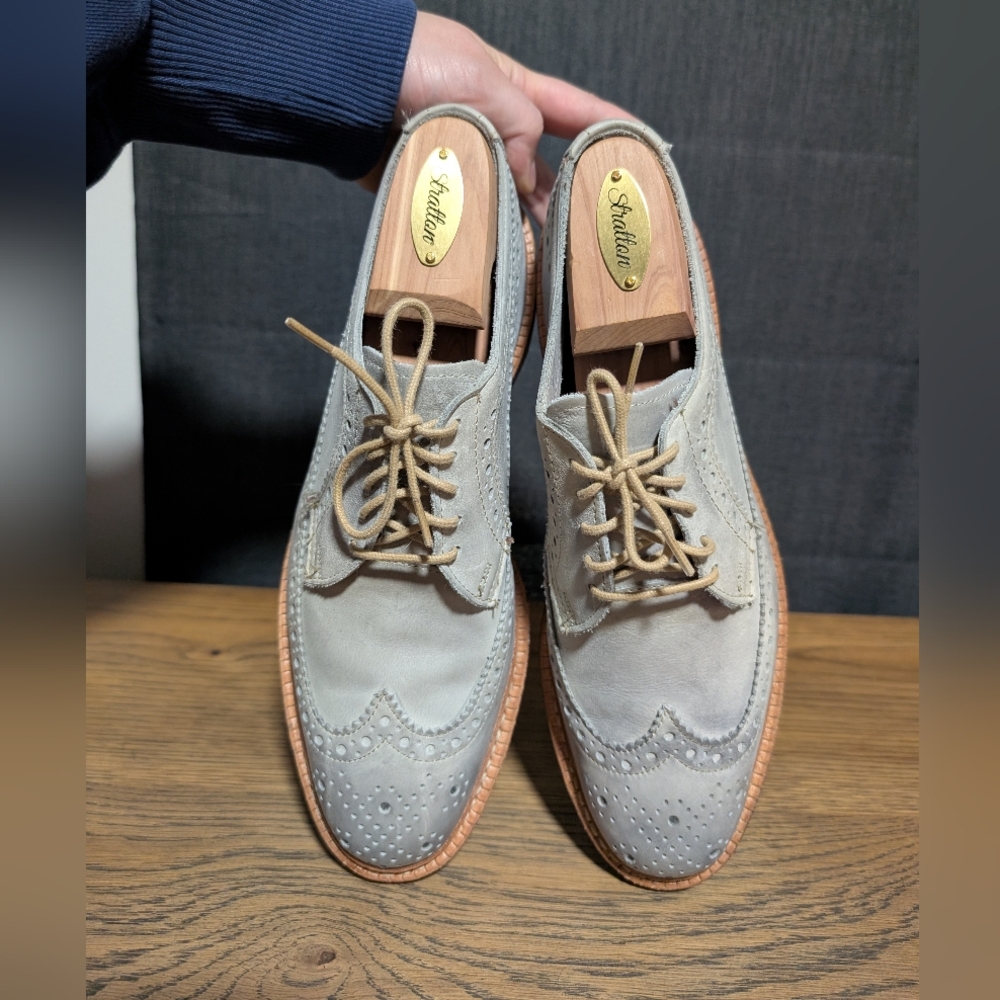 Allen Edmonds Light Gray Suede Wingtip Oxfords